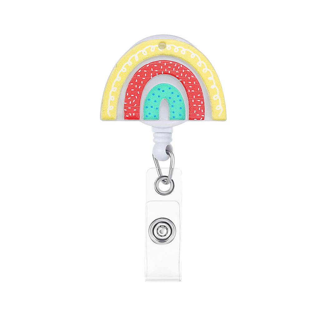Wholesale Rainbow Acrylic Retractable Badge Reel Keychain